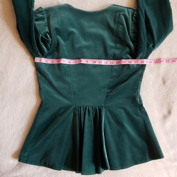 Vintage Green Velvet 80s Peplum Power Suit - Picture 7 of 16